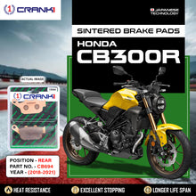 Load image into Gallery viewer, Sintered Brake Pads For Honda CB300R (2018-2021) - Rear - CB694 - 1 Set - CRANK1