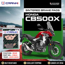 Load image into Gallery viewer, Sintered Brake Pads For Honda CB500X (2019-2023) - Rear - CB041 - 1 Set - CRANK1