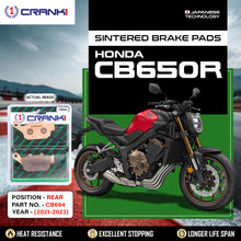 Load image into Gallery viewer, Sintered Brake Pads For Honda CB650R (2021-2023) - Rear - CB694 - 1 Set - CRANK1
