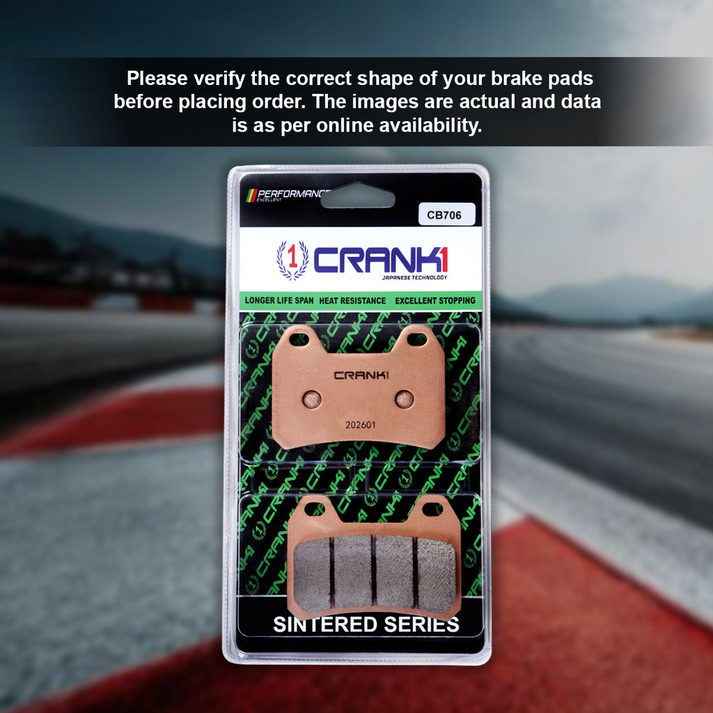 Sintered Brake Pads For Benelli TRK 502 (2021 Onwards) - Front - CB706 - 2 Sets - CRANK1