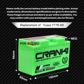 Battery For Ducati Hypermotard 950 SP (2022-2025) - CB7B-BS - Factory Activated - CRANK1