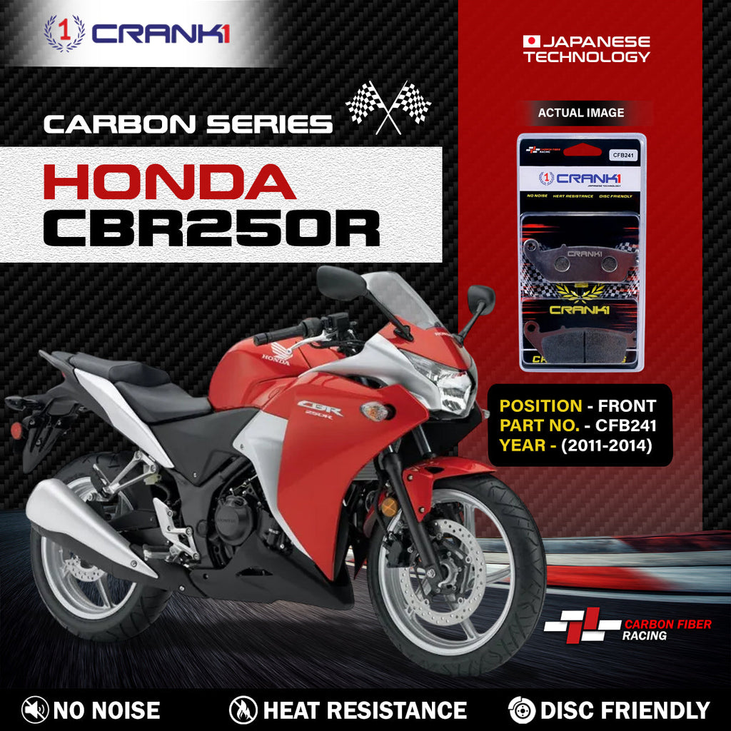 Carbon Brake Pads For Honda CBR250R (2011-2014) - Front - CFB241 - 1 Set - CRANK1