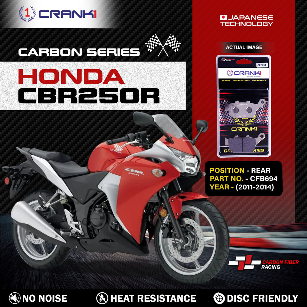 Carbon Brake Pads For Honda CBR250R (2011-2014) - Rear - CFB694 - 1 Set - CRANK1