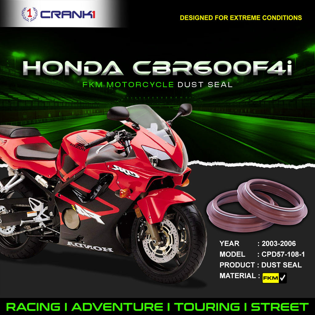 Fork Dust Seals Pair For Honda CBR600F4i (2003-2006) - CPD57-108-1 - CRANK1