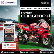 Load image into Gallery viewer, Sintered Brake Pads For Honda CBR600F4i (2001-2006) - Front - CB692 - 1 Set - CRANK1