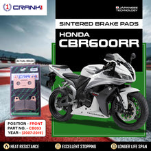 Load image into Gallery viewer, Sintered Brake Pads For Honda CBR600RR (2007-2019) - Front - CB093 - 2 Sets Required - CRANK1