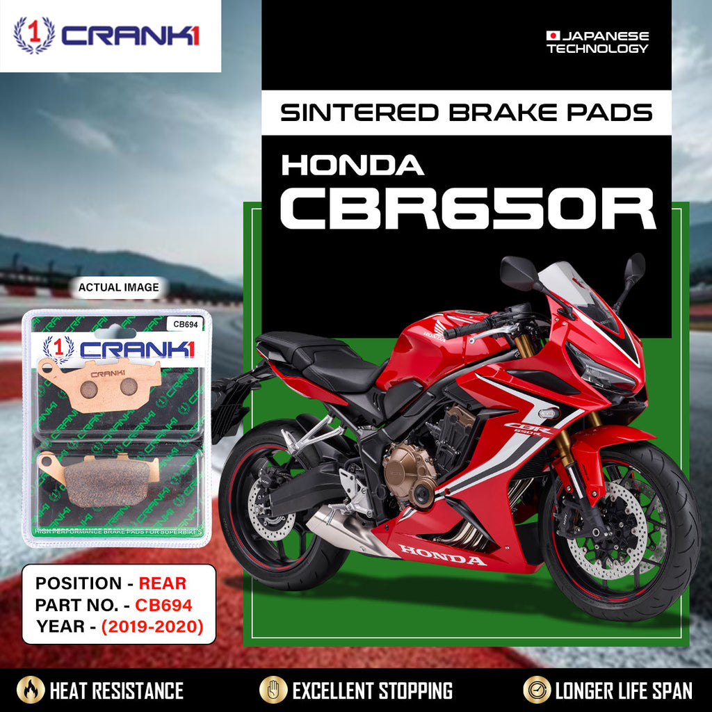 Sintered Brake Pads For Honda CBR650R (2019-2020) - Rear - CB694 - 1 Set - CRANK1