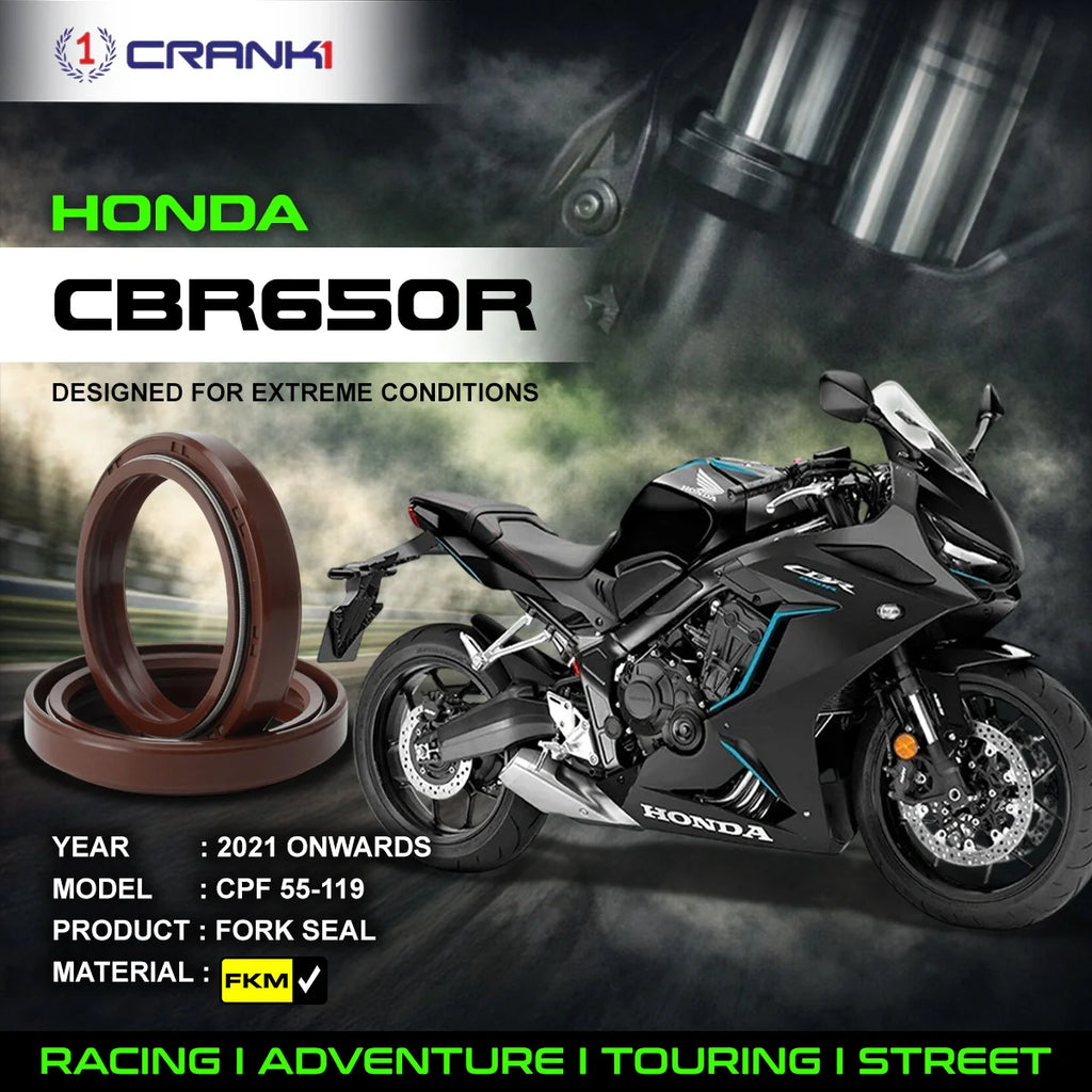 Fork Oil Seals Pair For Honda CBR650R (2021 Onwards) - CPF55-119 - CRANK1