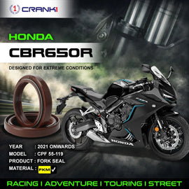 Fork Oil Seals Pair For Honda CBR650R (2021 Onwards) - CPF55-119 - CRANK1