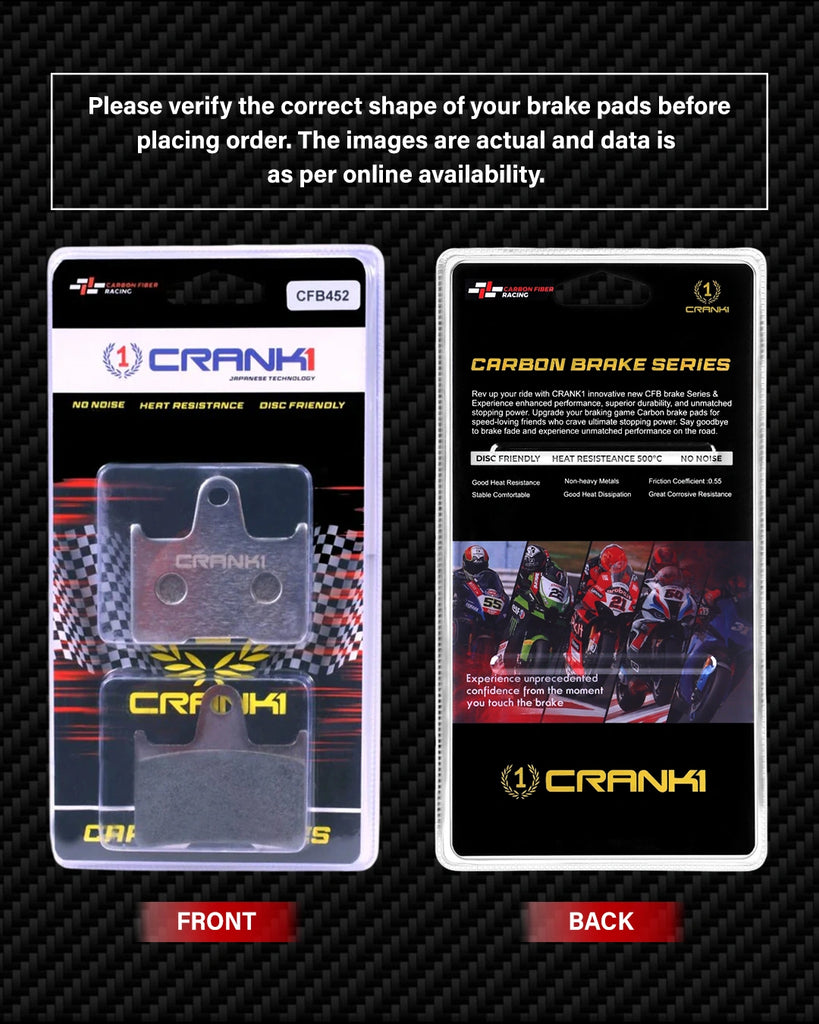 Carbon Brake Pads For Kawasaki Ninja ZX-14R (2014) - Rear - CFB452 - 1 Set - CRANK1