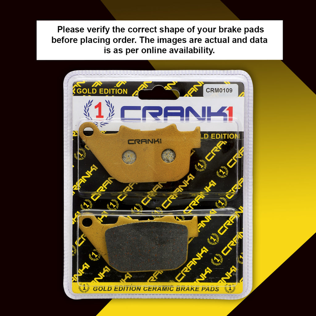 Ceramic Brake Pad For Harley Davidson Sportster Iron 883 (2009-2013) - Rear - CRM0109 - 1 Set - CRANK1