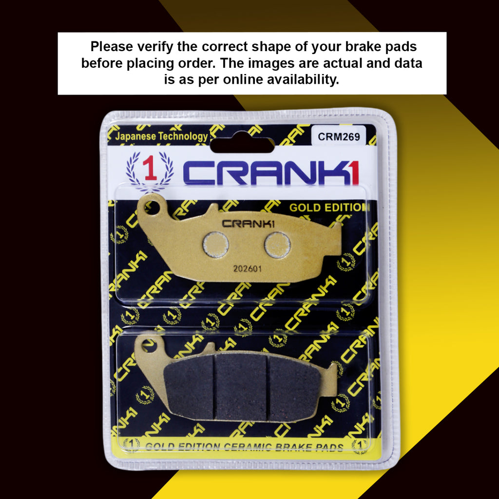 Ceramic Brake Pad For TVS Apache RTR 200 4V - Rear - CRM269 - 1 Set - CRANK1