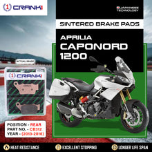 Load image into Gallery viewer, Sintered Brake Pads For Aprilia Caponord 1200 (2013-2016) - Rear - CB312 - 1 Set  - CRANK1