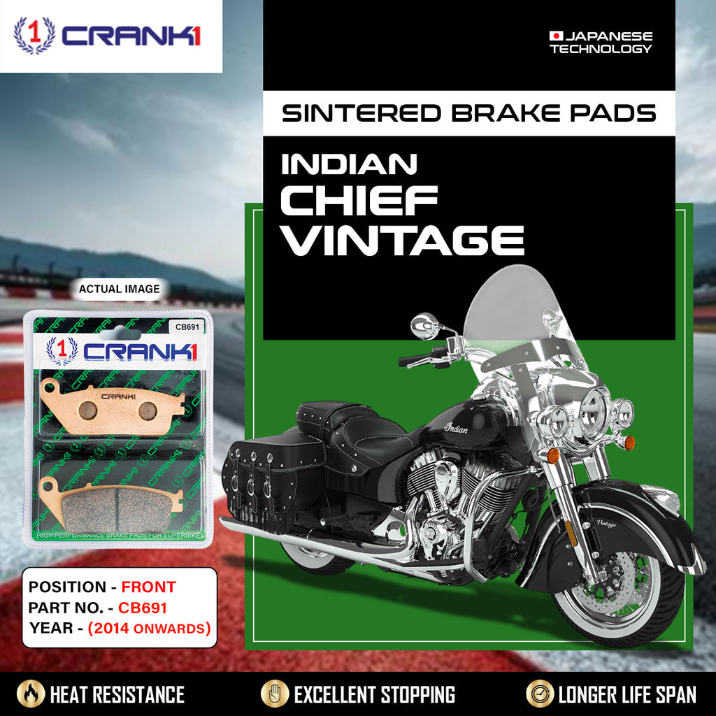 Sintered Brake Pads For Indian Chief Vintage (2014 Onwards) - Front - CB691 - 1 Set - CRANK1