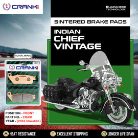 Sintered Brake Pads For Indian Chief Vintage (2014 Onwards) - Front - CB691 - 1 Set - CRANK1