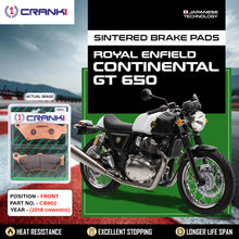 Load image into Gallery viewer, Sintered Brake Pads For Royal Enfield Continental GT 650 (2018 Onwards) - Front - CB902 - 1 Set - CRANK1