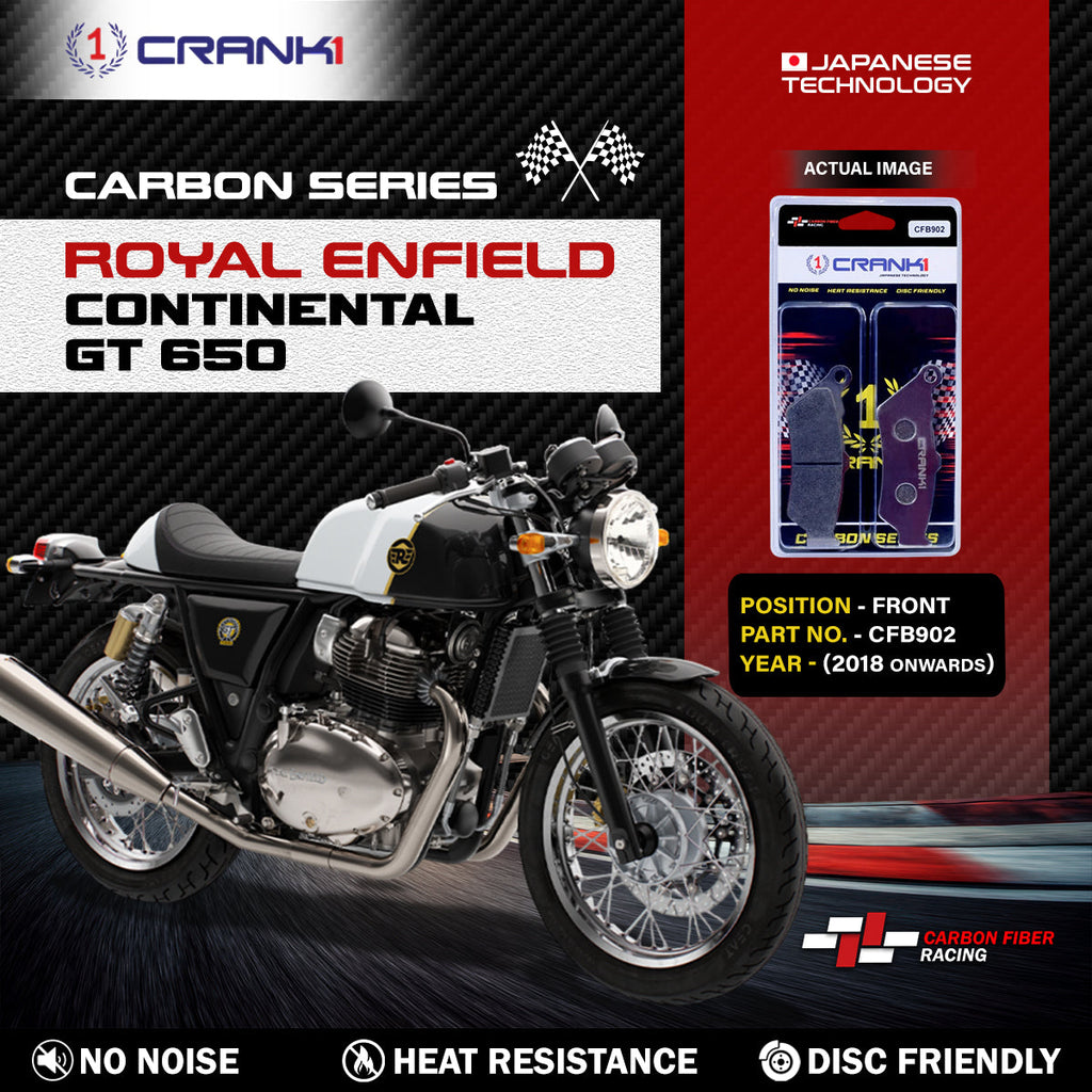 Carbon Brake Pads For Royal Enfield Continental GT 650 (2018 Onwards) - Front - CFB902 - 1 Set - CRANK1