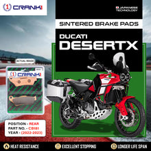 Load image into Gallery viewer, Sintered Brake Pads For Ducati DesertX (2022-2023) - Rear - CB181 - 1 Set - CRANK1