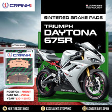 Load image into Gallery viewer, Sintered Brake Pads For Triumph Daytona 675R (2011-2017) - Front - CB744 - 2 Sets - CRANK1