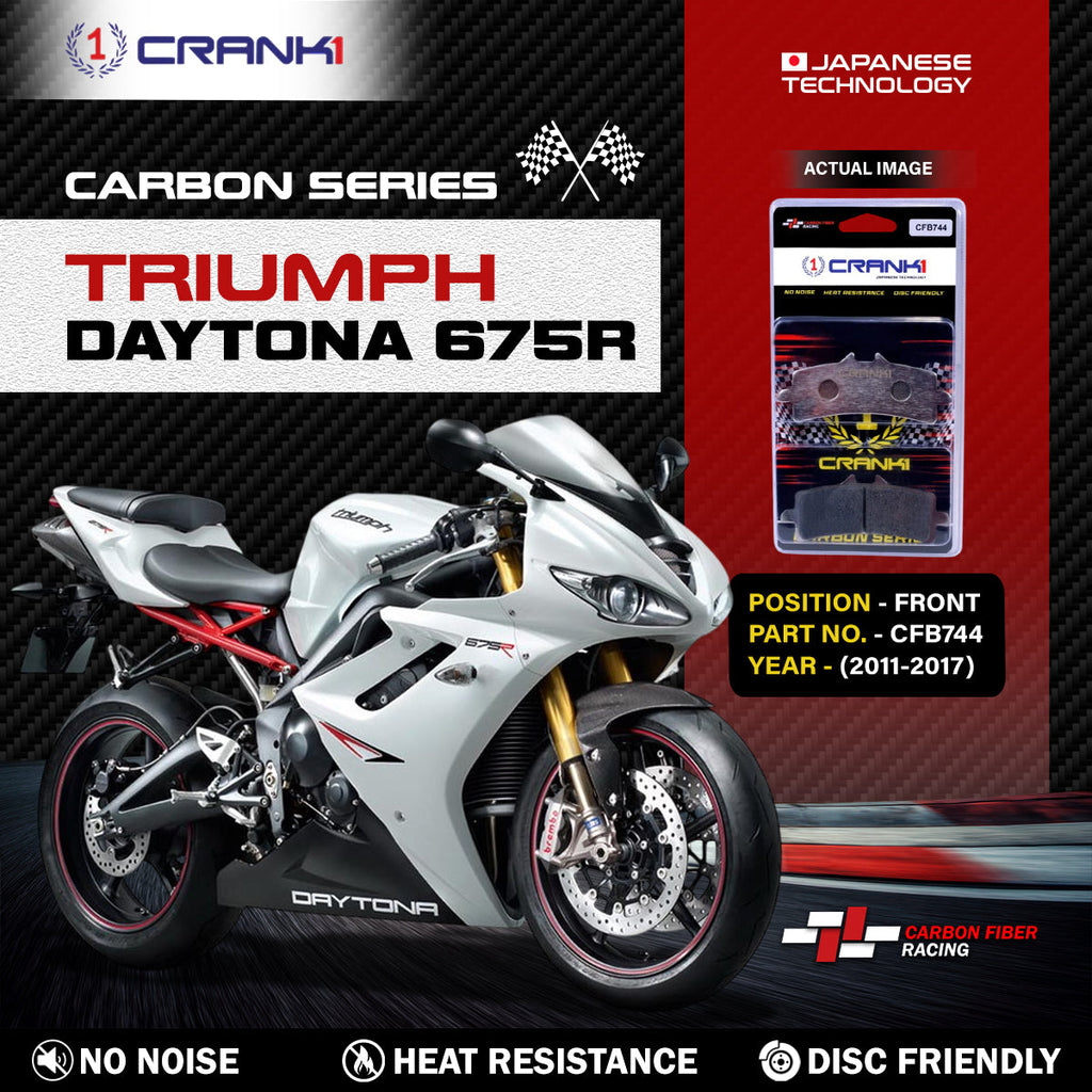 Carbon Brake Pads For Triumph Daytona 675R (2011-2017) - Front - CFB744 - 2 Sets - CRANK1