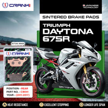 Load image into Gallery viewer, Sintered Brake Pads For Triumph Daytona 675R (2011-2017) - Rear - CB041 - 1 Set - CRANK1
