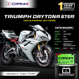 Battery For Triumph Daytona 675R (2006-2025) - CB7B-BS - Factory Activated - CRANK1