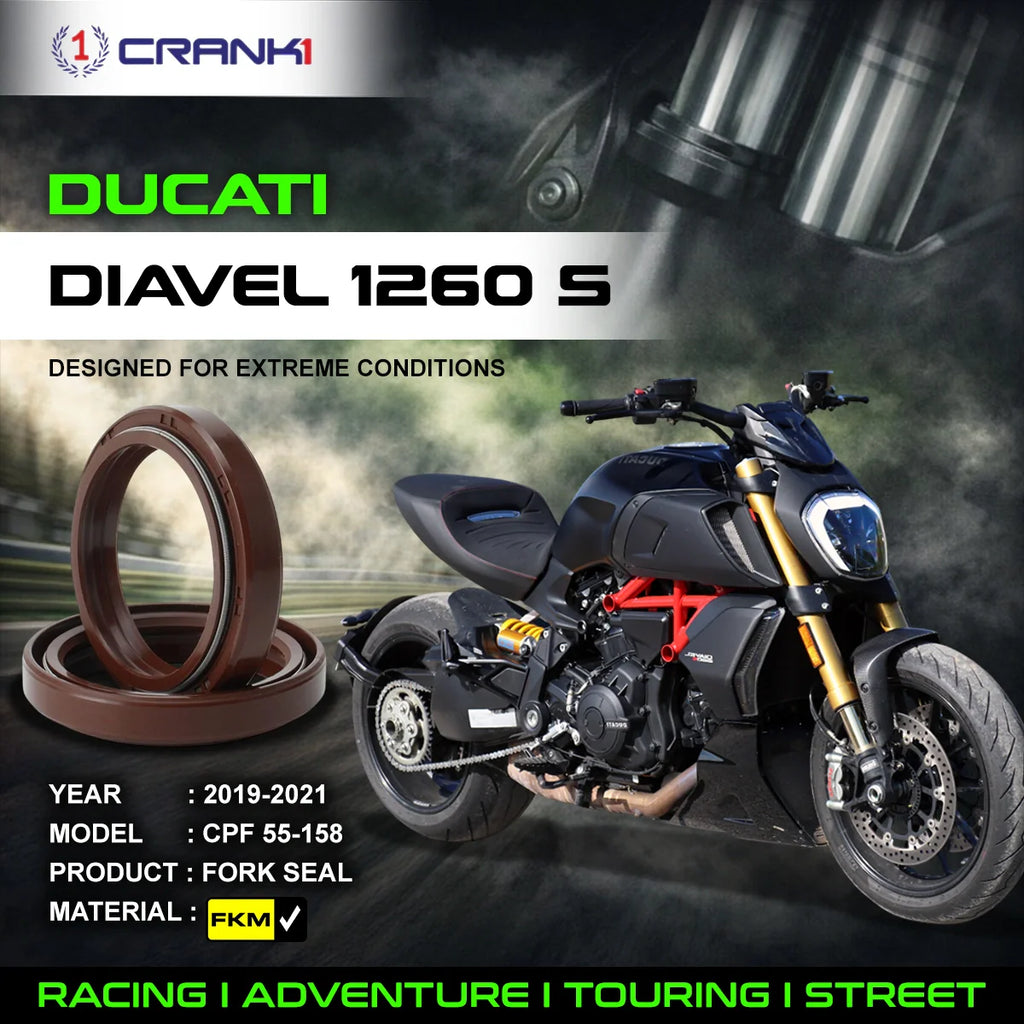 Fork Oil Seals Pair For Ducati Diavel 1260 S (2019-2021) - CPF55-158 - CRANK1