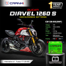 Load image into Gallery viewer, Battery For Ducati Diavel 1260 S (2016-2025) - CB12B-BS - Factory Activated - CRANK1