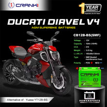 Load image into Gallery viewer, Battery For Ducati Diavel V4 (2011-2025) - CB12B-BS - Factory Activated - CRANK1