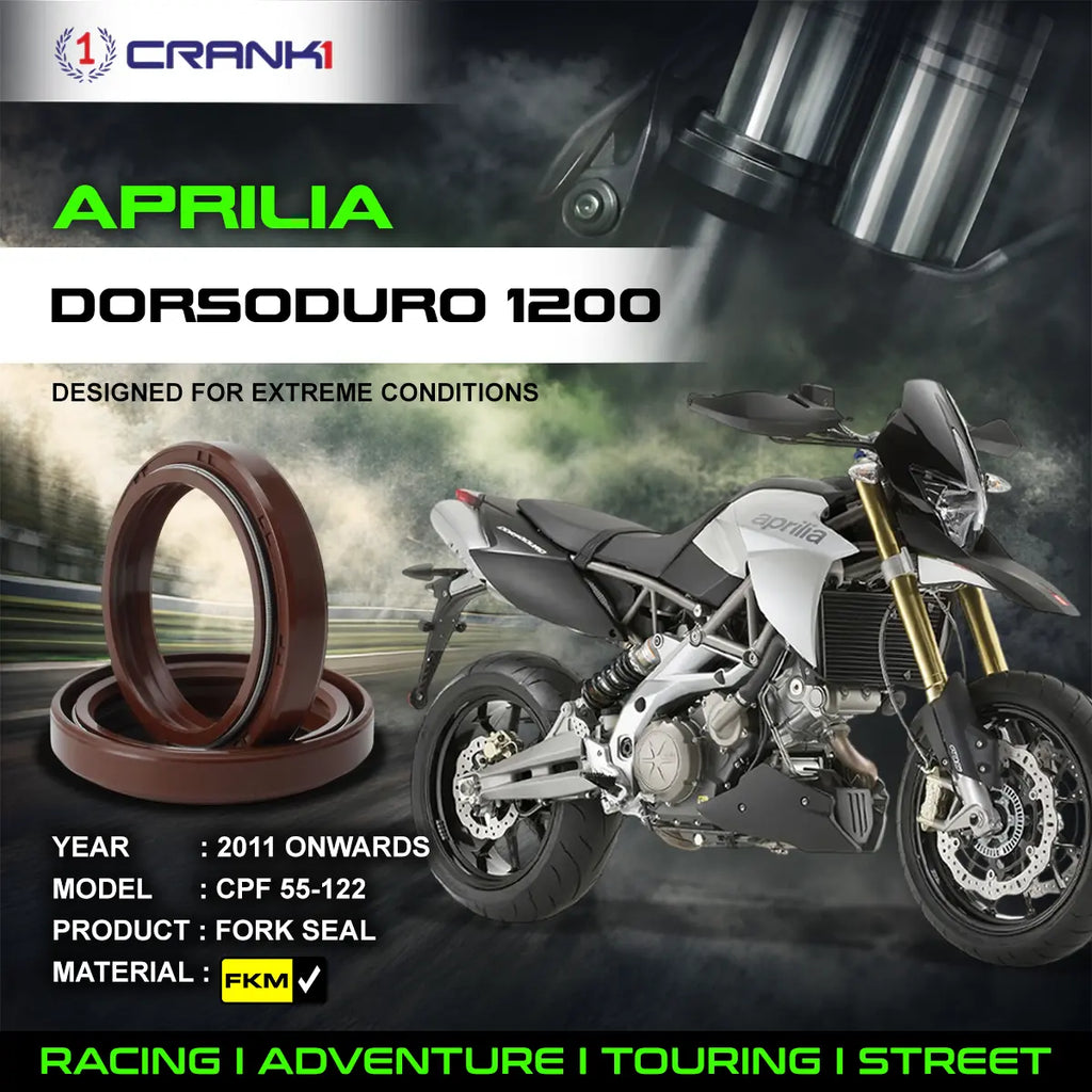 Fork Oil Seals Pair For Aprilia Dorsoduro 1200 (2011 Onwards) - CPF55-122 - CRANK1