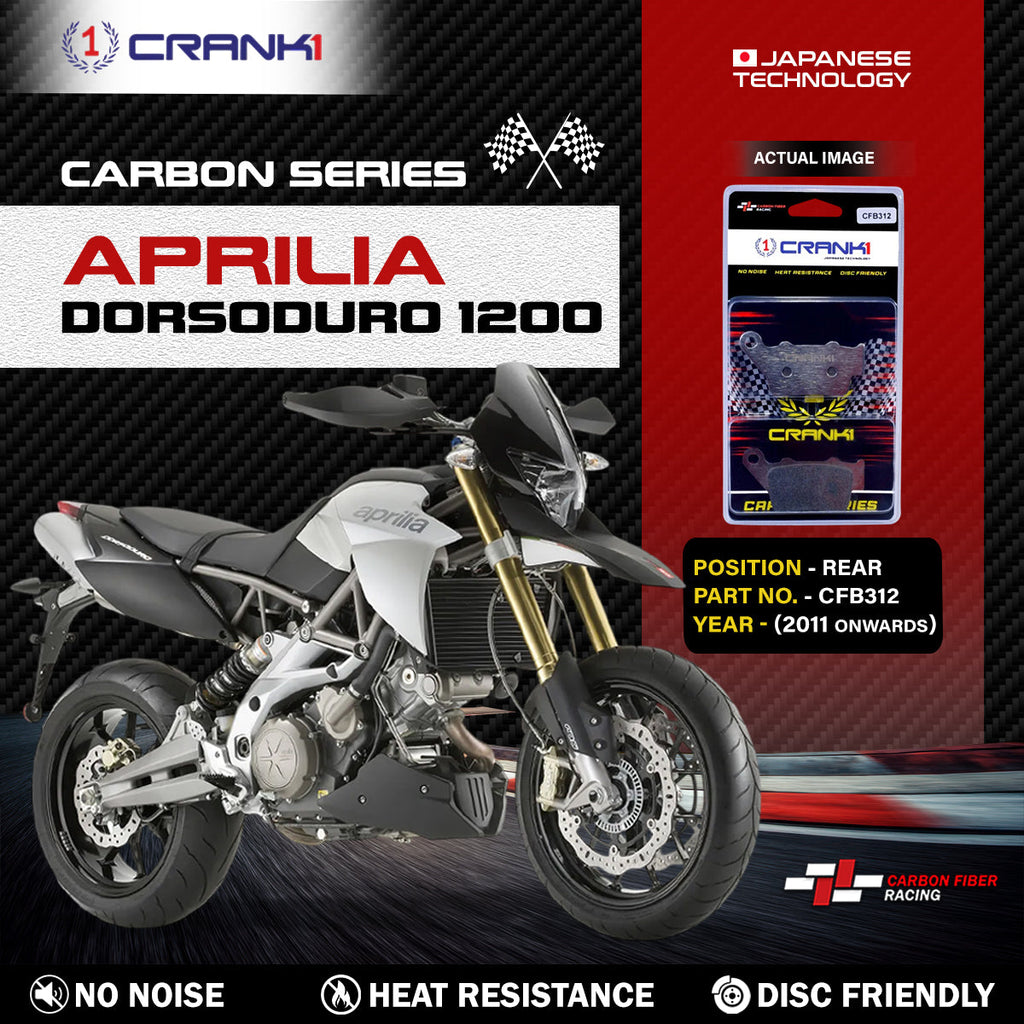 Carbon Brake Pads For Aprilia Dorsoduro 1200 (2011 Onwards) - Rear - CFB312 - 1 Set - CRANK1