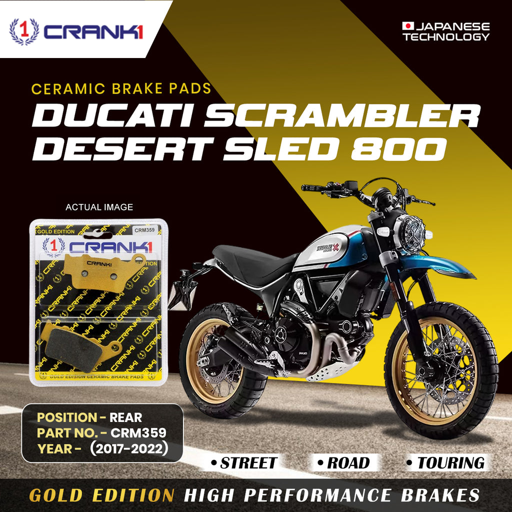 Ceramic Brake Pad For Ducati Scrambler Desert Sled 800 (2017-2022) - Rear - CRM359 - 1 Set - CRANK1