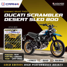 Load image into Gallery viewer, Ceramic Brake Pad For Ducati Scrambler Desert Sled 800 (2017-2022) - Rear - CRM359 - 1 Set - CRANK1