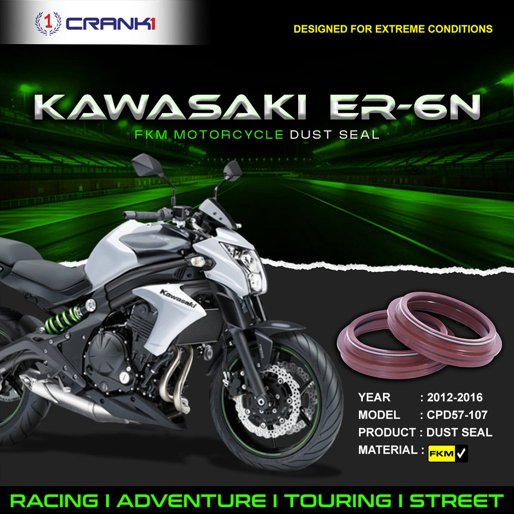 Fork Dust Seals Pair For Kawasaki ER-6n (2012-2016) - CPD57-107 - CRANK1