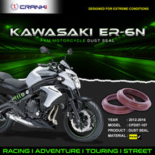 Load image into Gallery viewer, Fork Dust Seals Pair For Kawasaki ER-6n (2012-2016) - CPD57-107 - CRANK1