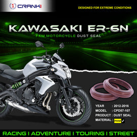 Fork Dust Seals Pair For Kawasaki ER-6n (2012-2016) - CPD57-107 - CRANK1