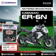 Load image into Gallery viewer, Sintered Brake Pads For Kawasaki ER-6n (2012-2016) - Rear - CB291 - 1 Set - CRANK1