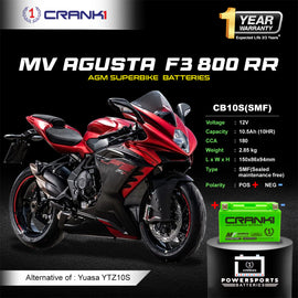 Battery For MV Agusta F3 800 RR (2009-2016) - CB10S - Factory Activated - CRANK1