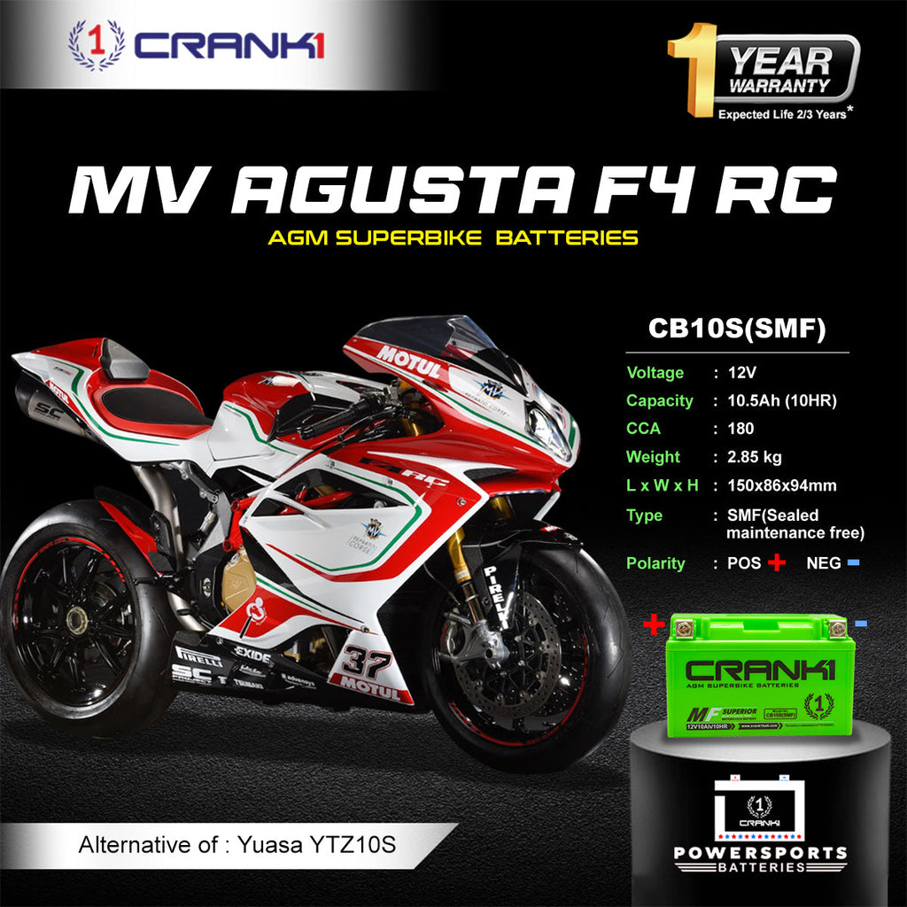 Battery For MV Agusta F4 RC - CB10S - Factory Activated - CRANK1