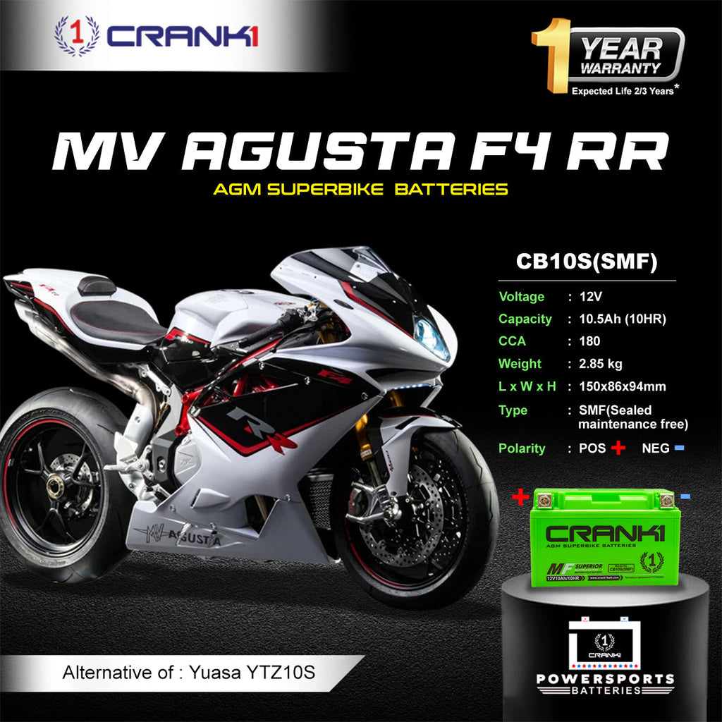 Battery For MV Agusta F4 RR (2000-2008) - CB10S - Factory Activated - CRANK1