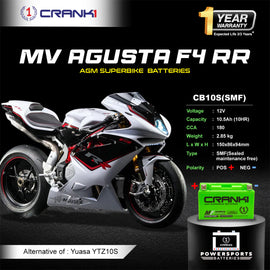 Battery For MV Agusta F4 RR (2000-2008) - CB10S - Factory Activated - CRANK1