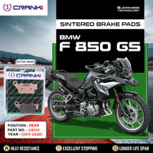 Load image into Gallery viewer, Sintered Brake Pads For BMW F 850 GS (2017-2020) - Rear - CB312 - 1 Set  - CRANK1