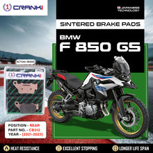 Load image into Gallery viewer, Sintered Brake Pads For BMW F 850 GS (2021-2023) - Rear - CB312 - 1 Set  - CRANK1