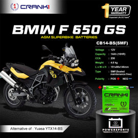 Battery For BMW F 650 GS (2007-2012) - CB14-BS - Factory Activated - CRANK1