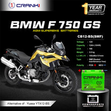 Load image into Gallery viewer, Battery For BMW F 750 GS (2015-2025) - CB12-BS - Factory Activated - CRANK1