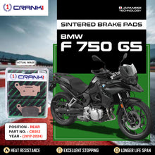 Load image into Gallery viewer, Sintered Brake Pads For BMW F 750 GS (2017-2024) - Rear - CB312 - 1 Set  - CRANK1