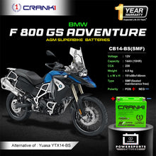 Load image into Gallery viewer, Battery For BMW F 800 GS Adventure (2015-2024) - CB14-BS - Factory Activated - CRANK1