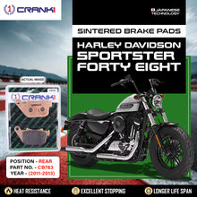 Load image into Gallery viewer, Sintered Brake Pads For Harley DavidsonÂ Sportster Forty Eight (2011-2013) - Rear - CB783 - 1 Set - CRANK1