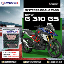 Load image into Gallery viewer, Sintered Brake Pads For BMW G 310 GS (2021 Onwards) - Rear - CB312 - 1 Set  - CRANK1