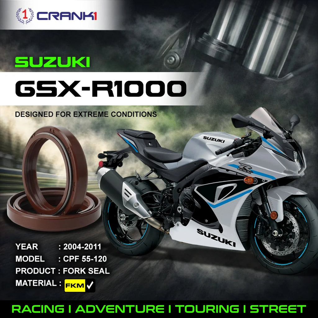 Fork Oil Seals Pair For Suzuki GSX-R1000 (2004-2011) - CPF55-120 - CRANK1